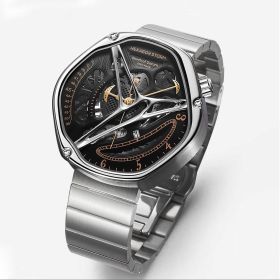 Men's Hollowed Out Alien High-end Watch (Option: Midnight Black Steel Strip)