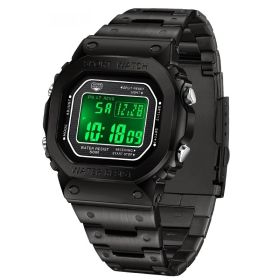 Alarm Clock Multifunctional Sport Watch Square Fashion Hand-lifting Light Waterproof (Option: All Black)