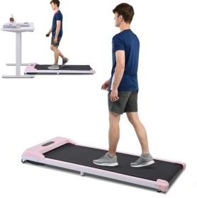 2 In 1 Under Desk Electric Treadmill 2.5HP, Remote Control, Display, Walking Jogging Running Machine Fitness Equipment For Home Gym Office (Color: Pink)