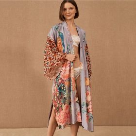 Loose Sun Protection Peacock Positioning Printing Beach Cover-up (Option: Light Pink-Average Size)