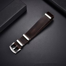 Retro Top Layer Cow Leather Watch Strap (Option: Dark Brown Silver Buckle-20mm)