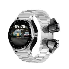 GT66 Smart Watch TWS 2-in-1 Bluetooth HD Voice Call (Option: Silver Steel)