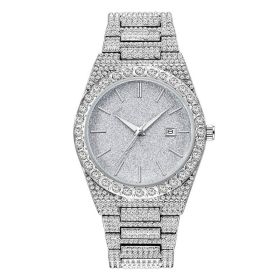 Men's Diamond Calendar Quartz Watch (Option: Silver Streak Silver Surface)