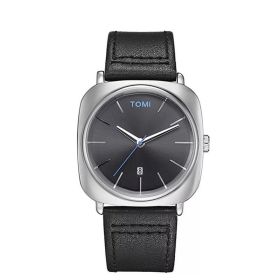 Square Calendar Business Men's Fashion Watch (Option: White Shell Black Strap)