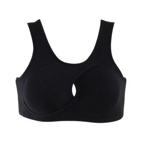 Women's Wireless Thin Gathered Vest Sports Breathable Beauty Back (Option: Black-XL)