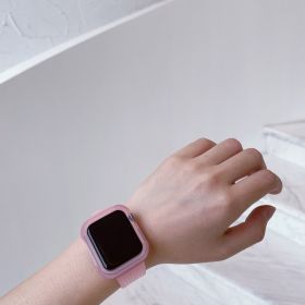 Simple Solid Color Transparent Frosted Silicone Strap (Option: Transparent Pink-42to44to45mm)